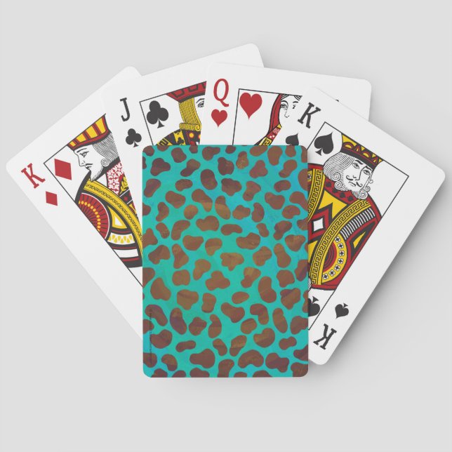 Dalmatian Brown and Teal Print Poker Cards (Back)