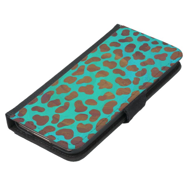Dalmatian Brown and Teal Print Samsung Galaxy Wallet Case (Bottom)