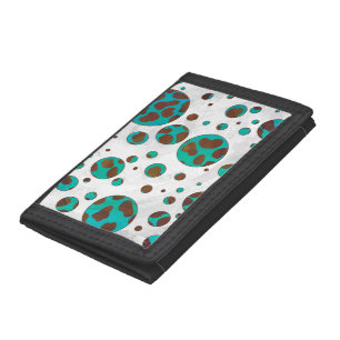 Dalmatian Brown and Teal Print Tri-fold Wallet