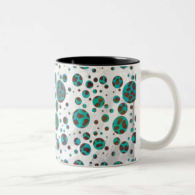 Dalmatian Brown and Teal Print Two-Tone Coffee Mug (Right)