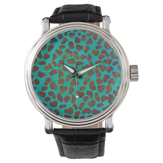 Dalmatian Brown and Teal Print Watch (Front)