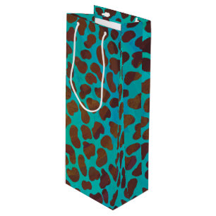 Dalmatian Brown and Teal Print Wine Gift Bag