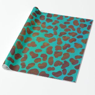 Dalmatian Brown and Teal Print Wrapping Paper