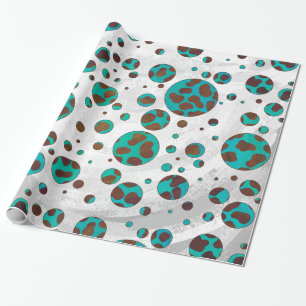 Dalmatian Brown and Teal Print Wrapping Paper