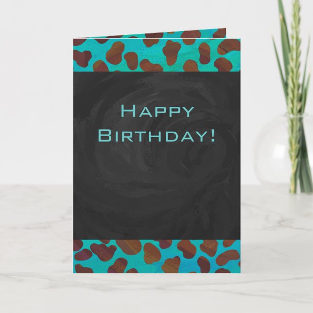 Dalmatian Brown and Teal with Monogram Card (Front)