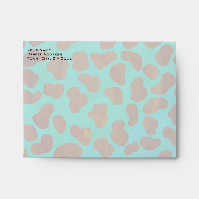 Dalmatian Brown and Teal with Monogram Envelope (Front)