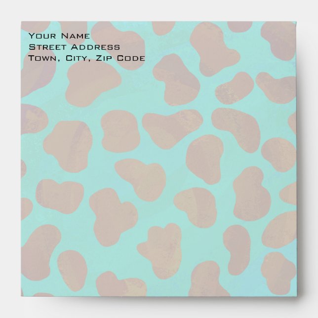 Dalmatian Brown and Teal with Monogram Envelope (Front)
