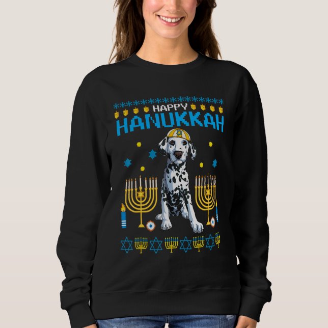 Dalmatian Chanukah Jewish Ugly Hanukkah Sweater Pa (Front)