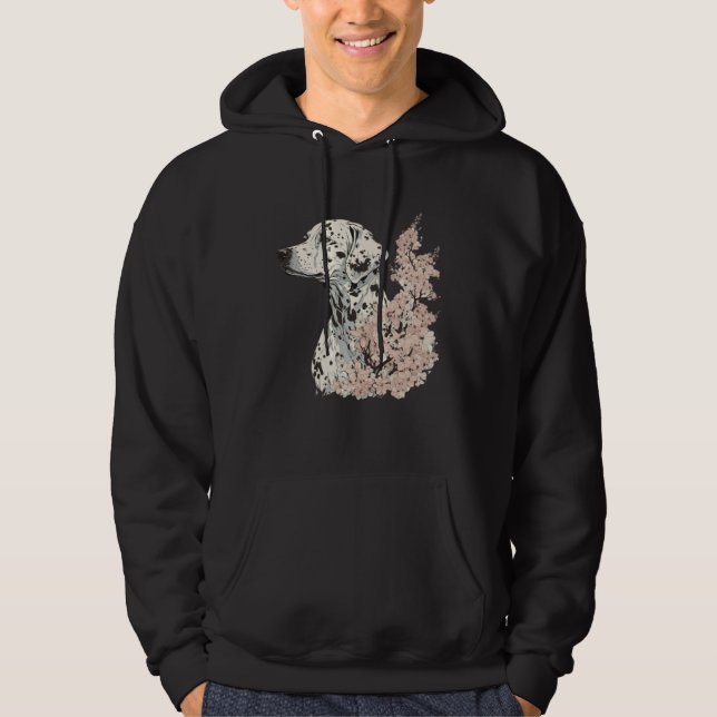 Dalmatian Cherry Blossom Dog Breed Japanese Sakura Hoodie (Front)