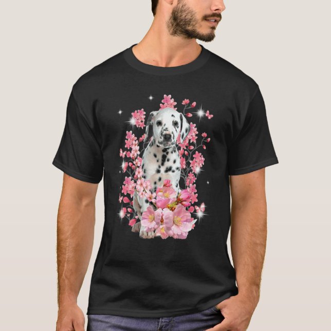 Dalmatian Cherry Blossom Flowers T-Shirt (Front)
