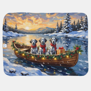 Dalmatian Christmas Boat Holiday Baby Blanket