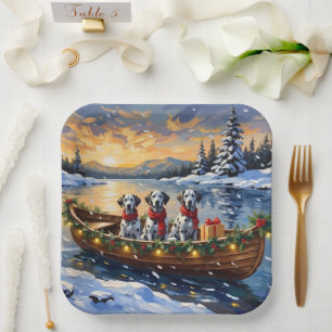 Dalmatian Christmas Boat Holiday Paper Plates