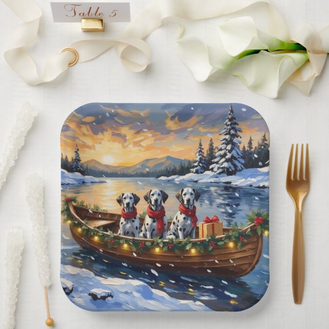 Dalmatian Christmas Boat Holiday Paper Plates (Wedding)