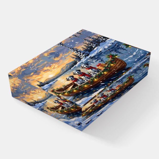 Dalmatian Christmas Boat Holiday Paperweight (Angled)