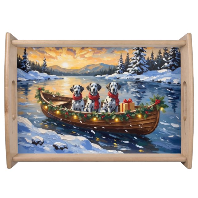 Dalmatian Christmas Boat Holiday Serving Tray (Front)