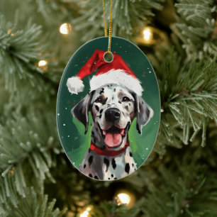Dalmatian Christmas brush painting artwork Ceramic Ornament