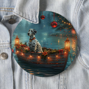 Dalmatian Christmas Festive Voyage Button