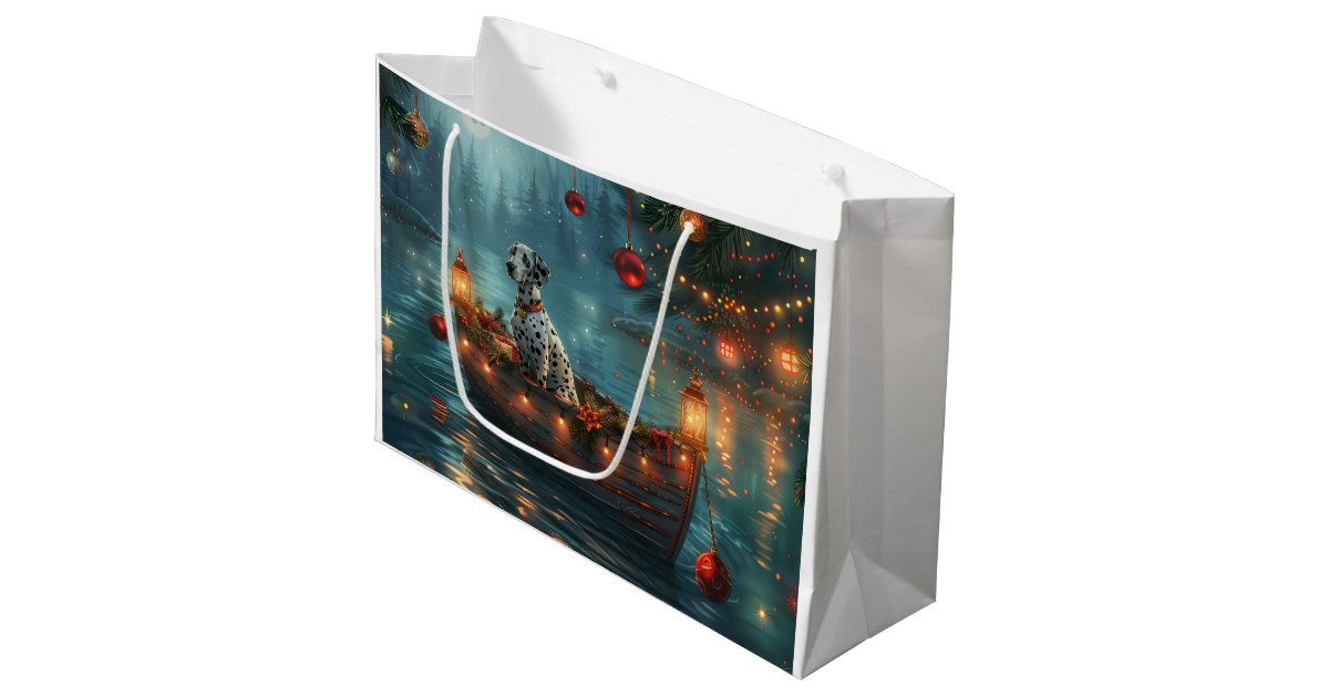Dalmatian Christmas Festive Voyage Large Gift Bag | Zazzle
