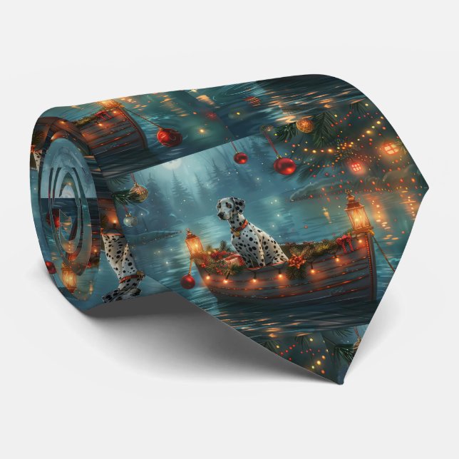 Dalmatian Christmas Festive Voyage Neck Tie (Rolled)