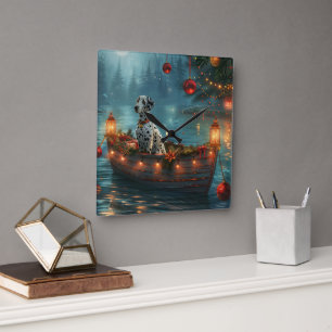 Dalmatian Christmas Festive Voyage Square Wall Clock