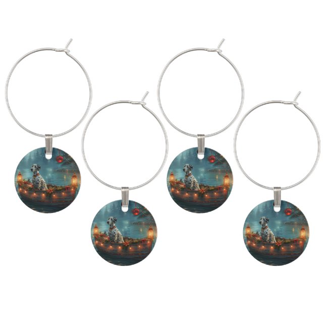Dalmatian Christmas Festive Voyage Wine Charm (Staggered)