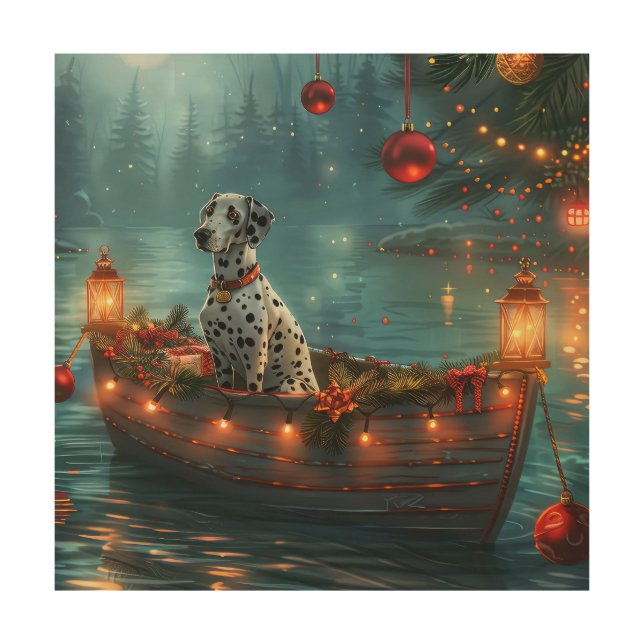 Dalmatian Christmas Festive Voyage Wood Wall Art (Front)