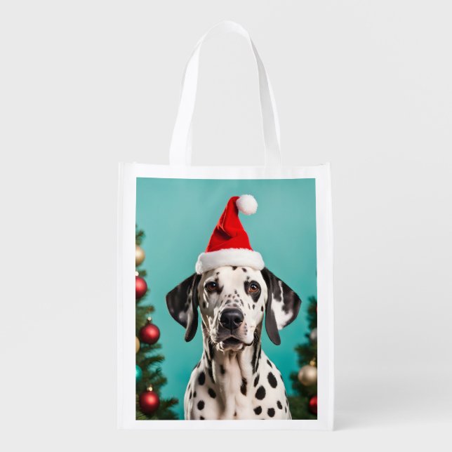 Dalmatian Christmas Grocery Bag (Front)