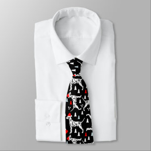 Dalmatian Christmas Holiday Black Santa Hat Dogs Neck Tie