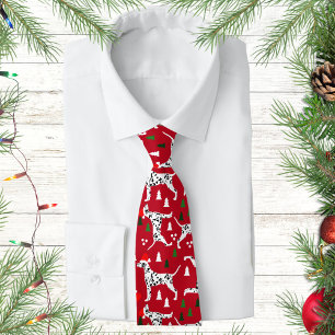 Dalmatian Christmas Holiday Red Santa Hat Dogs Neck Tie