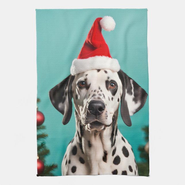 Dalmatian Christmas Kitchen Towel (Vertical)