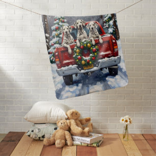 Dalmatian Christmas Red Truck Holiday Baby Blanket