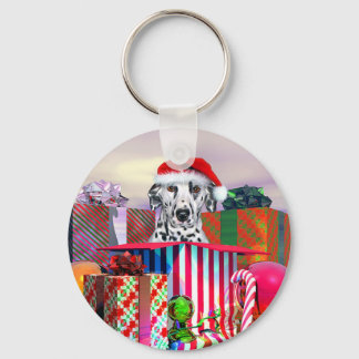 Dalmatian Christmas Surprise Keychain