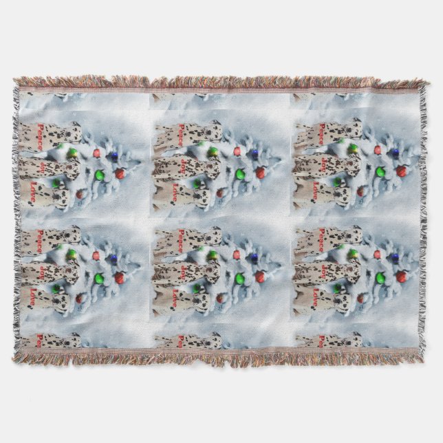 Dalmatian Christmas Throw Blanket (Front)