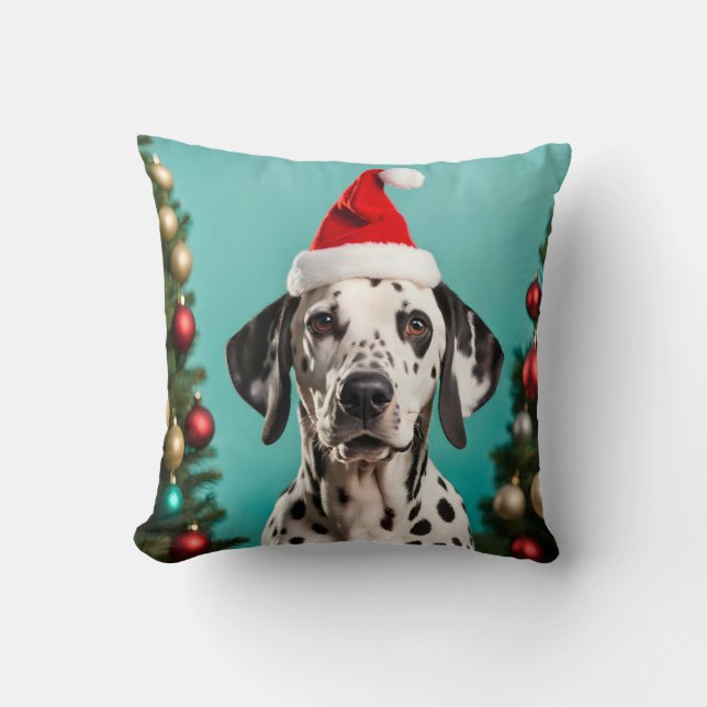 Dalmatian Christmas Throw Pillow (Front)