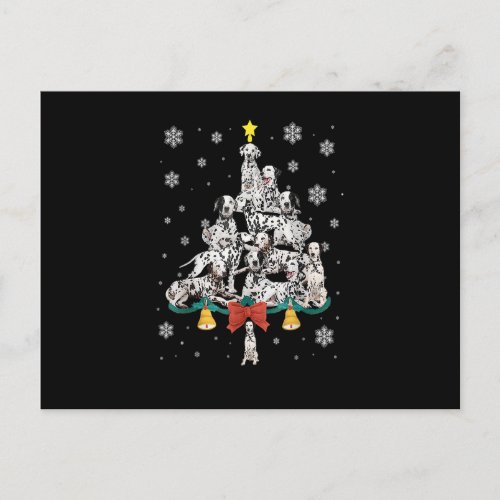 Dalmatian Christmas Tree Dalmatian Santa Hat Light Postcard