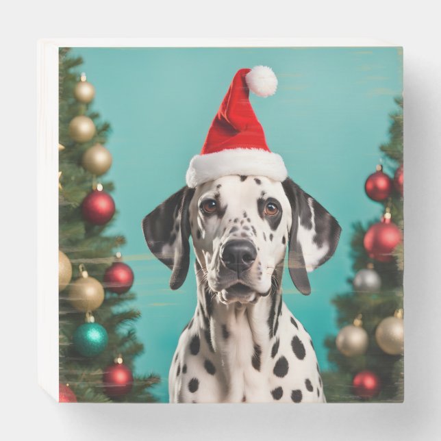 Dalmatian Christmas Wooden Box Sign (Front Horizontal)
