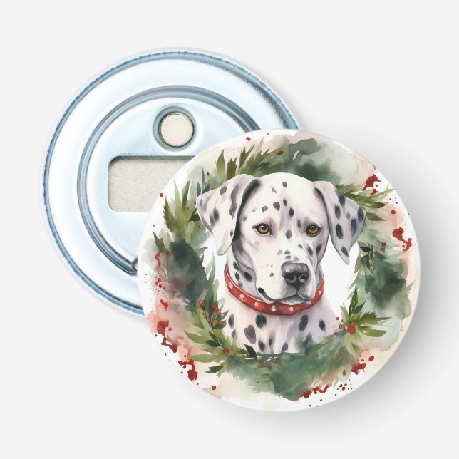 Dalmatian Christmas Wreath Festive Pup  Bottle Opener (Front)