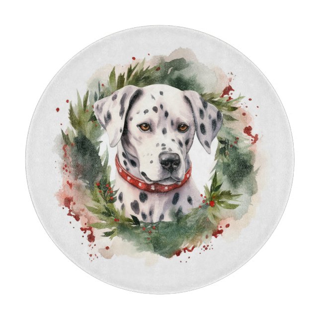 Dalmatian Christmas Wreath Festive Pup  Cutting Board (Front)