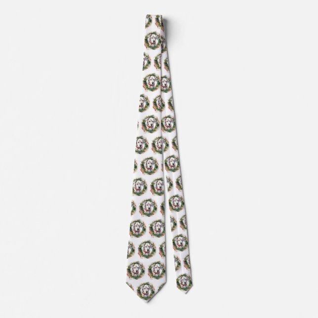 Dalmatian Christmas Wreath Festive Pup  Neck Tie (Front)