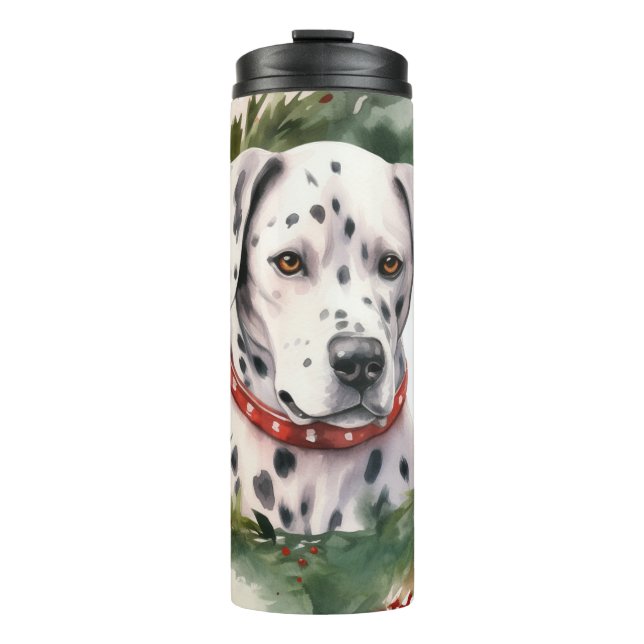 Dalmatian Christmas Wreath Festive Pup  Thermal Tumbler (Front)