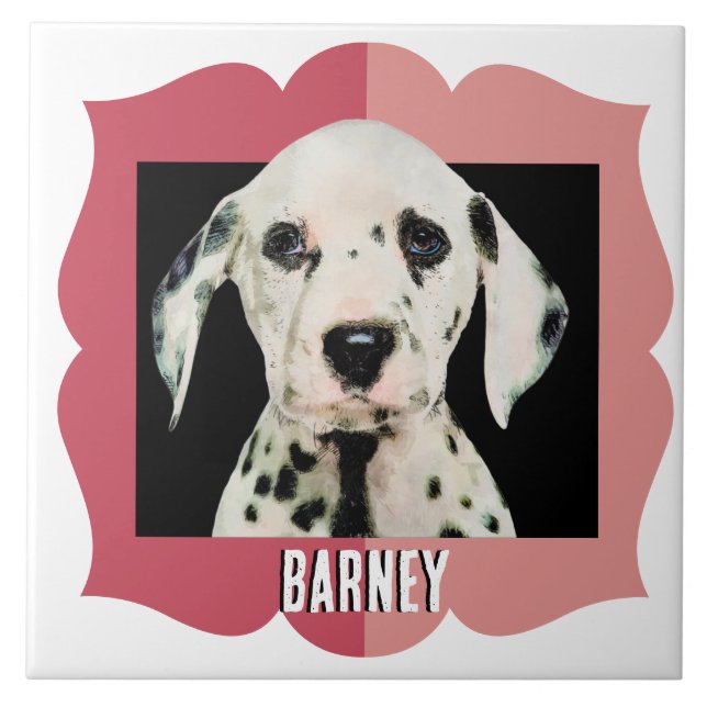 Dalmatian customized pattern photo frame ceramic tile (Front)
