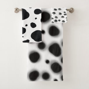 dalmatian cute black and white dots animal print bath towel set