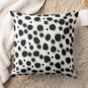 dalmatian cute black and white dots animal print throw pillow