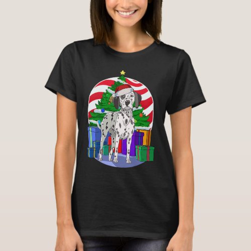 Dalmatian Cute Dog Santa Christmas Tree Decor Xmas T_Shirt