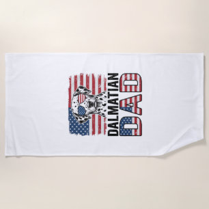 Dalmatian Dad Patriotic Vintage Dog Shirt Design_1 Beach Towel