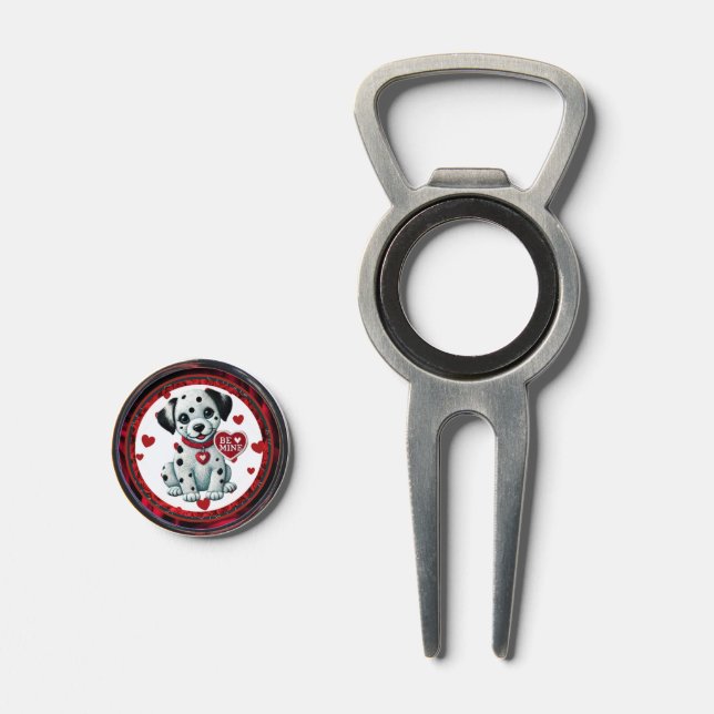 Dalmatian  Divot Tool Bottle Opener with Marker (Front (Open))
