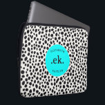 Dalmatian Dog Abstract Pattern Aqua Blue Monogram Laptop Sleeve<br><div class="desc">Protect your laptop in style with the Dalmatian Dog Abstract Pattern Aqua Blue Monogram Laptop Sleeve. Featuring a playful and modern Dalmatian design with bold black and white spots and a vibrant hot pink accent, this sleeve adds a pop of personality to your tech gear. Personalize it with a monogram...</div>