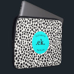 Dalmatian Dog Abstract Pattern Aqua Blue Monogram Laptop Sleeve<br><div class="desc">Protect your laptop in style with the Dalmatian Dog Abstract Pattern Aqua Blue Monogram Laptop Sleeve. Featuring a playful and modern Dalmatian design with bold black and white spots and a vibrant hot pink accent, this sleeve adds a pop of personality to your tech gear. Personalize it with a monogram...</div>