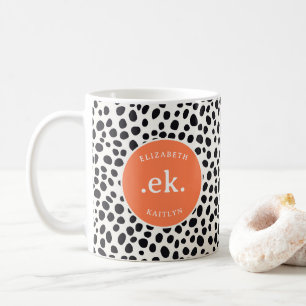  Dalmatian Dog Abstract Pattern Coral Monogram Coffee Mug