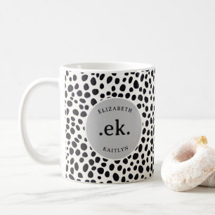  Dalmatian Dog Abstract Pattern Gray Monogram Coffee Mug